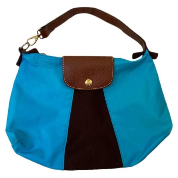 Longchamp Handbags - LONGCHAMP Blue Black Medium Nylon Shopping Tote